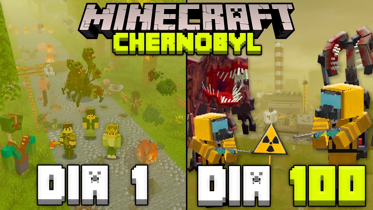 SOBREVIVI 100 DIAS em APOCALIPSE PARASITA CHERNOBYL no MINECRAFT HARDCORE - O MELHOR FILME