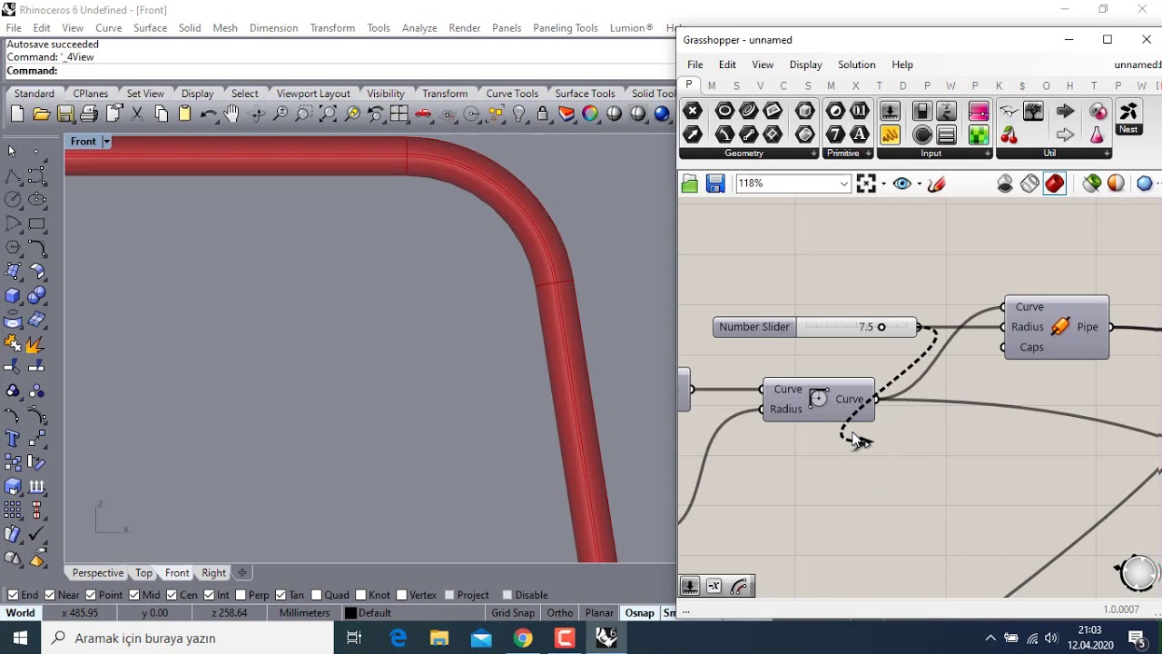 Grashopper parametrik sandelye çizimi