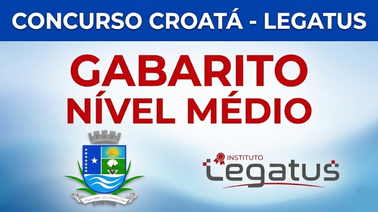 CONCURSO CROATÁ - CE - BANCA LEGATUS - GABARITO EXTRAOFICIAL da PROVA DE NÍVEL MÉDIO #concurso