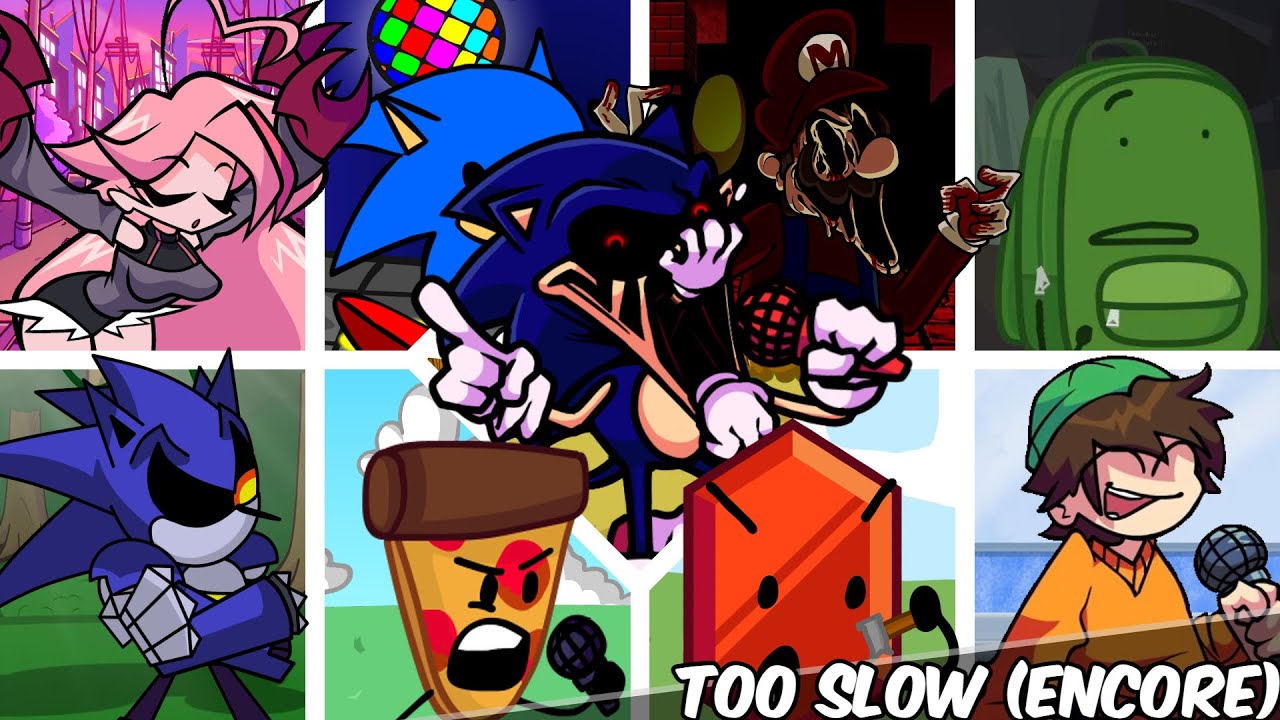 Too Slow Encore, But every turn a Different character sings 🦔 (FNF Too Slow Encore BETADCIU)