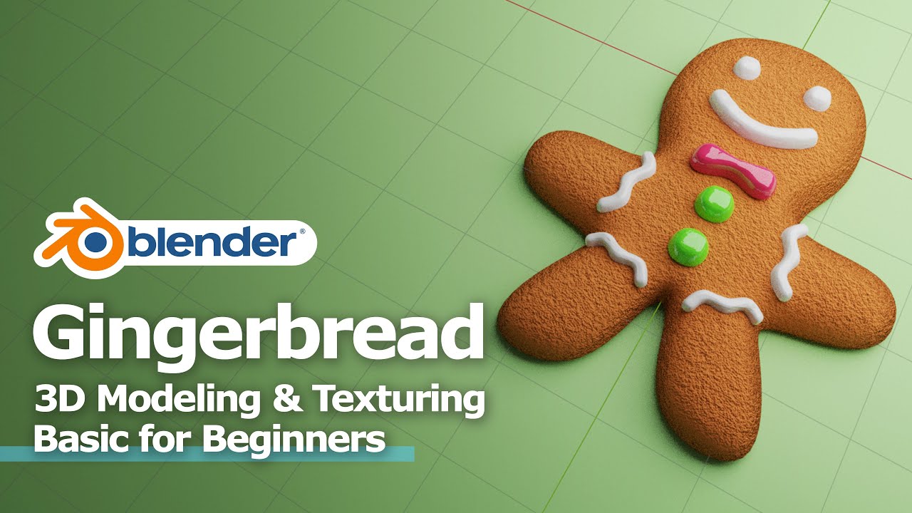 How to make Gingerbread Man 3D Model and Cookie Material Shader in Blender - for Beginners