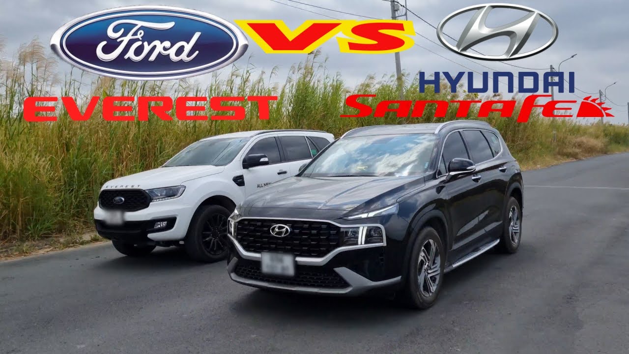 So K&egrave; giữa Hyundai Santa Fe v&agrave; Ford Everest  (drag - & braketest)
