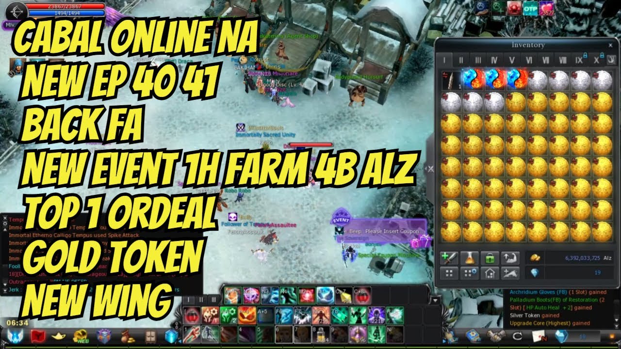 Cabal Online NA New Ep 40 41 FA YoutubeUnknowwi New event 1h farm 4b top1 Ordeal gold token New Wing