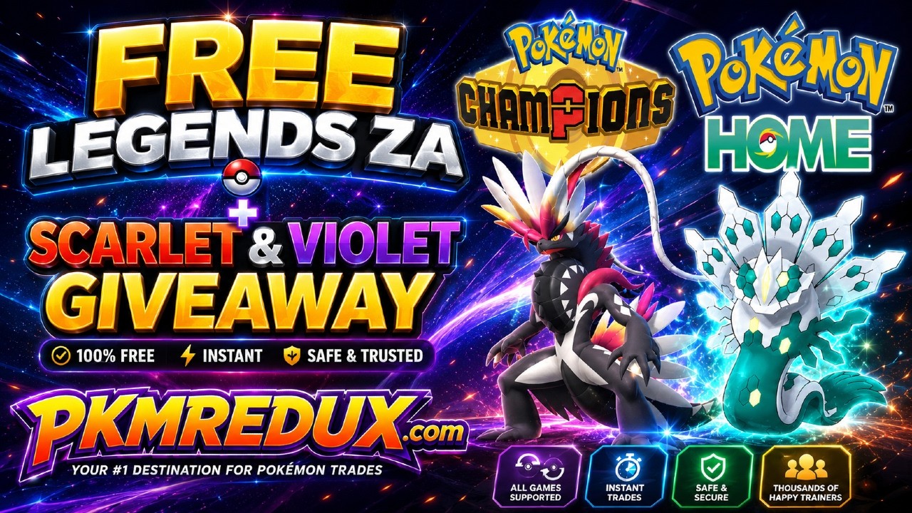 ✨FREE Shiny Pok&eacute;mon Legends Z-A & Scarlet & Violet Giveaways DLC HOME CHAMPIONS✨