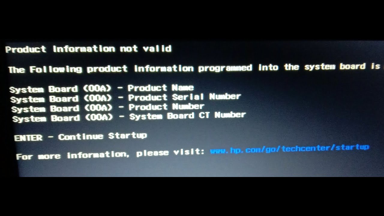 Ошибка биос. HP product information not valid & Manufacturing programming mode lock/unlock bios.