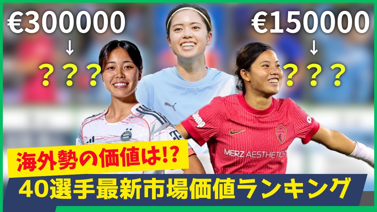 海外で活躍する日本女子選手40名｜市場価値ランキング