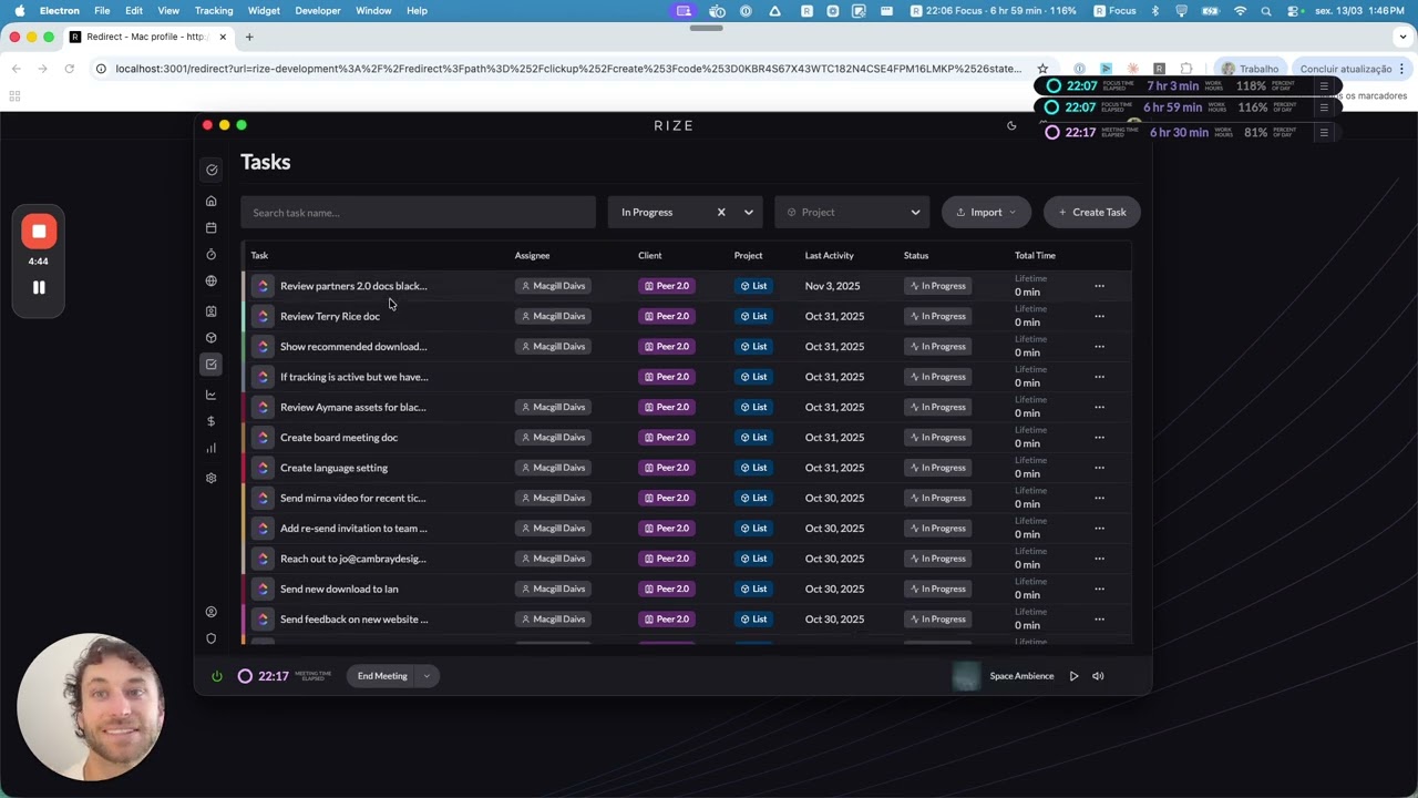 Automatic Time Tracking for ClickUp (Full Rize Integration Demo)