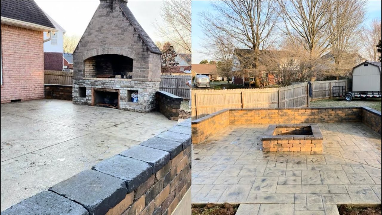 Backyard Transformation | Deck Removal + Two Stamped Concrete Patios Built