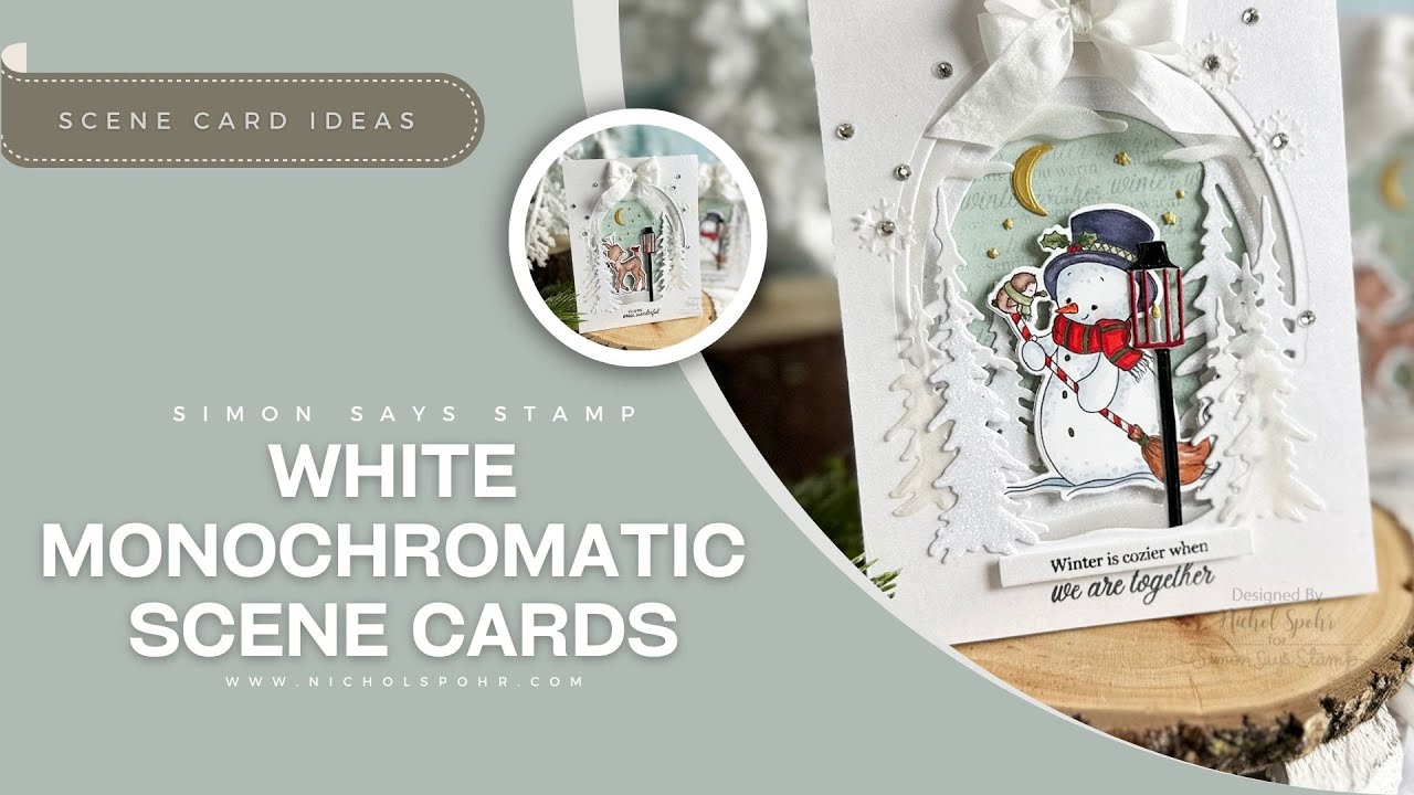 CREATE Your OWN Stunning White Monochromatic Snow Themed Scene Cards!