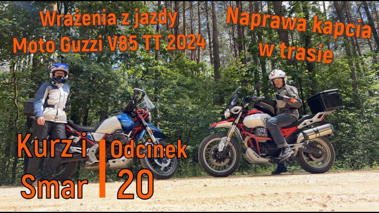 Moto Guzzi V85 TT  E 5+ pierwsze wrażenia z jazdy. Kapeć w trasie, naprawa.