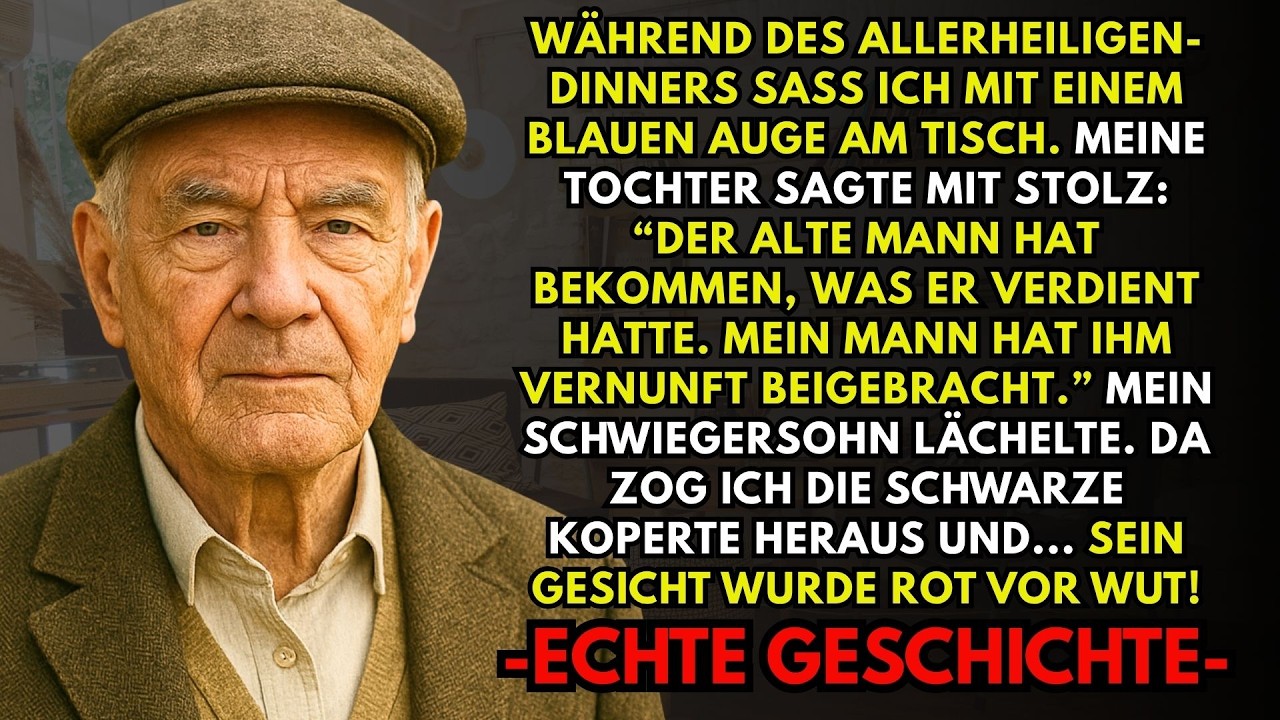 Beim Allerheiligenessen stand ich mit blauen Fleck vor den Gästen. Meine Tochter sagte stolz...