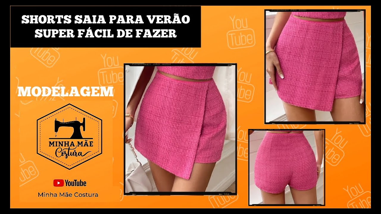 SHORTS SAIA PARA VERÃO SUPER FÁCIL DE FAZER - PASSO A PASSO DA MODELAGEM