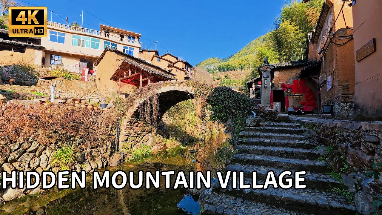 A Hidden Mountain Village in China | Stream, Stone Bridges and Quiet Rural Life | 浙江松庄村徒步