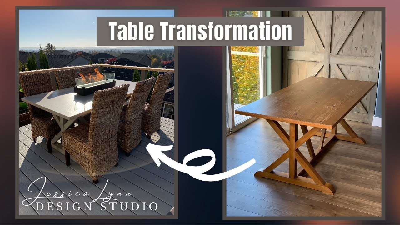 $75 Table Transformed Into A Gorgeous Outdoor Dining Table With Fire-pit