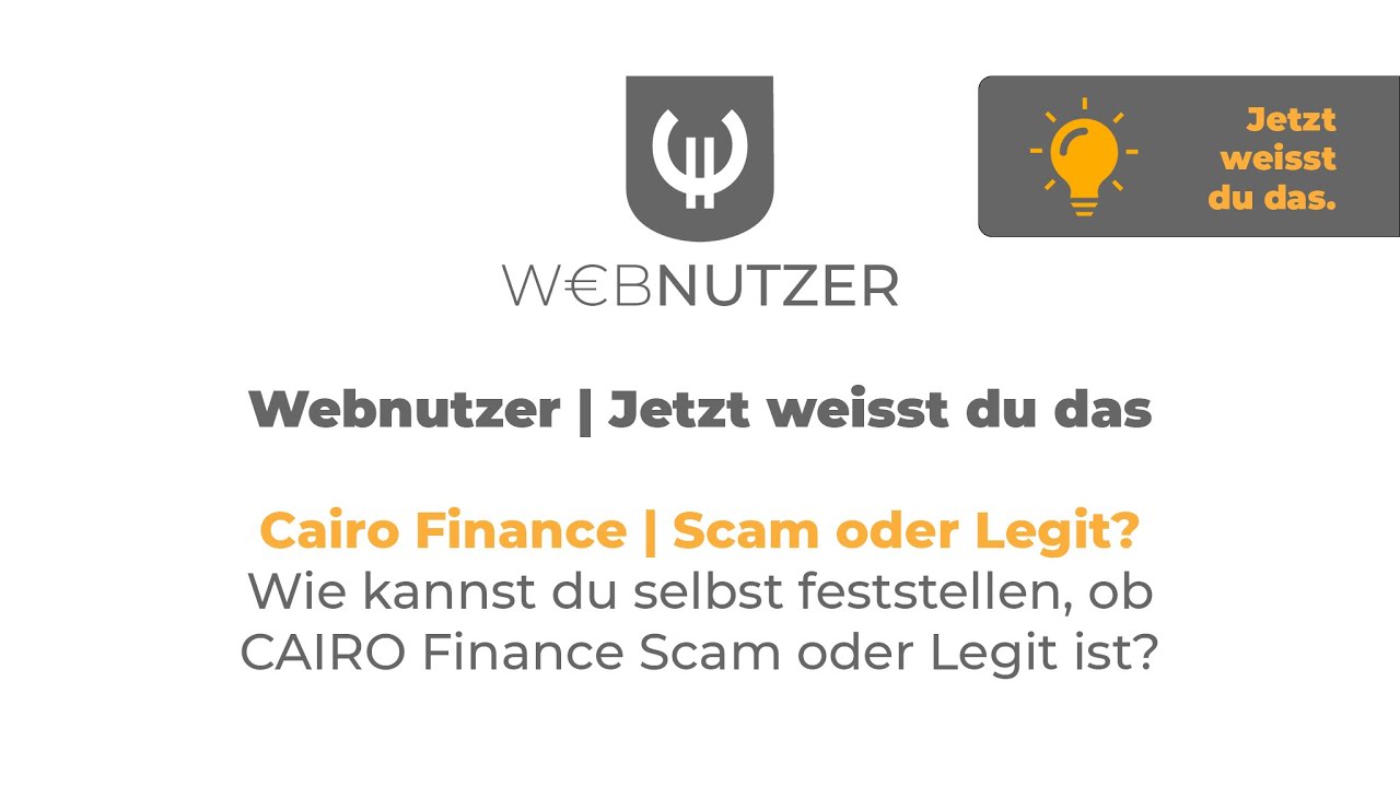 🔴  Cairo Finance | Scam oder Legit?