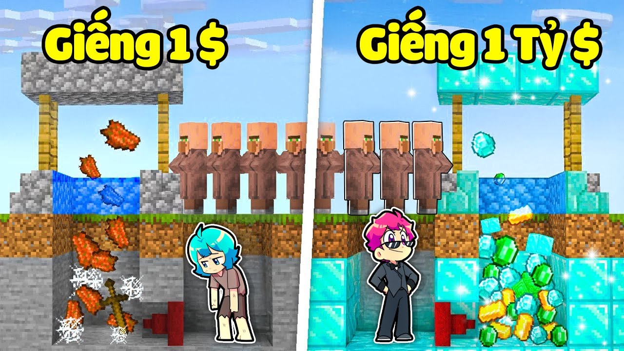 Hiha Thử Thách GIẾNG 1 ĐÔ 💲 VS GIẾNG 1 TỶ ĐÔ 💲 Trong Minecraft