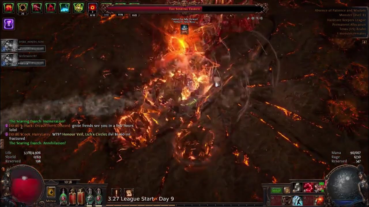 POE 3.27 - HC Keepers - Shield Crush Champ vs Searing Exarch