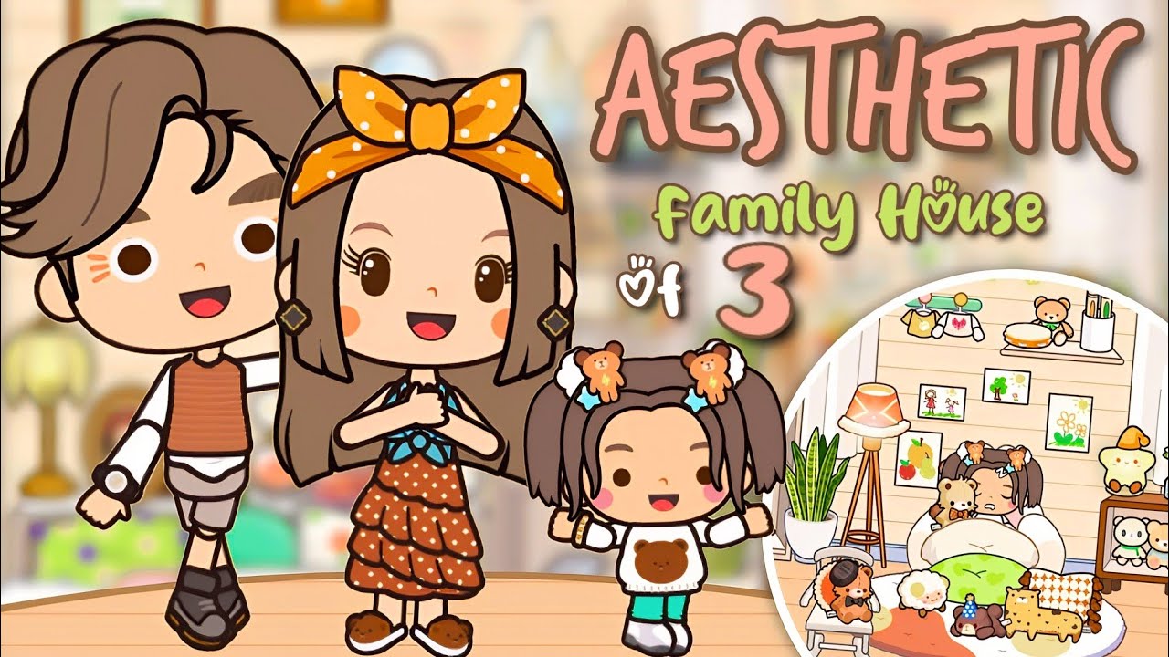 AESTHETIC🍑FAMILY HOUSE FAMILY OF 3 🏡👨‍👩‍👧|FAMILY CUTE HOUSE| Miga town |tocaboca