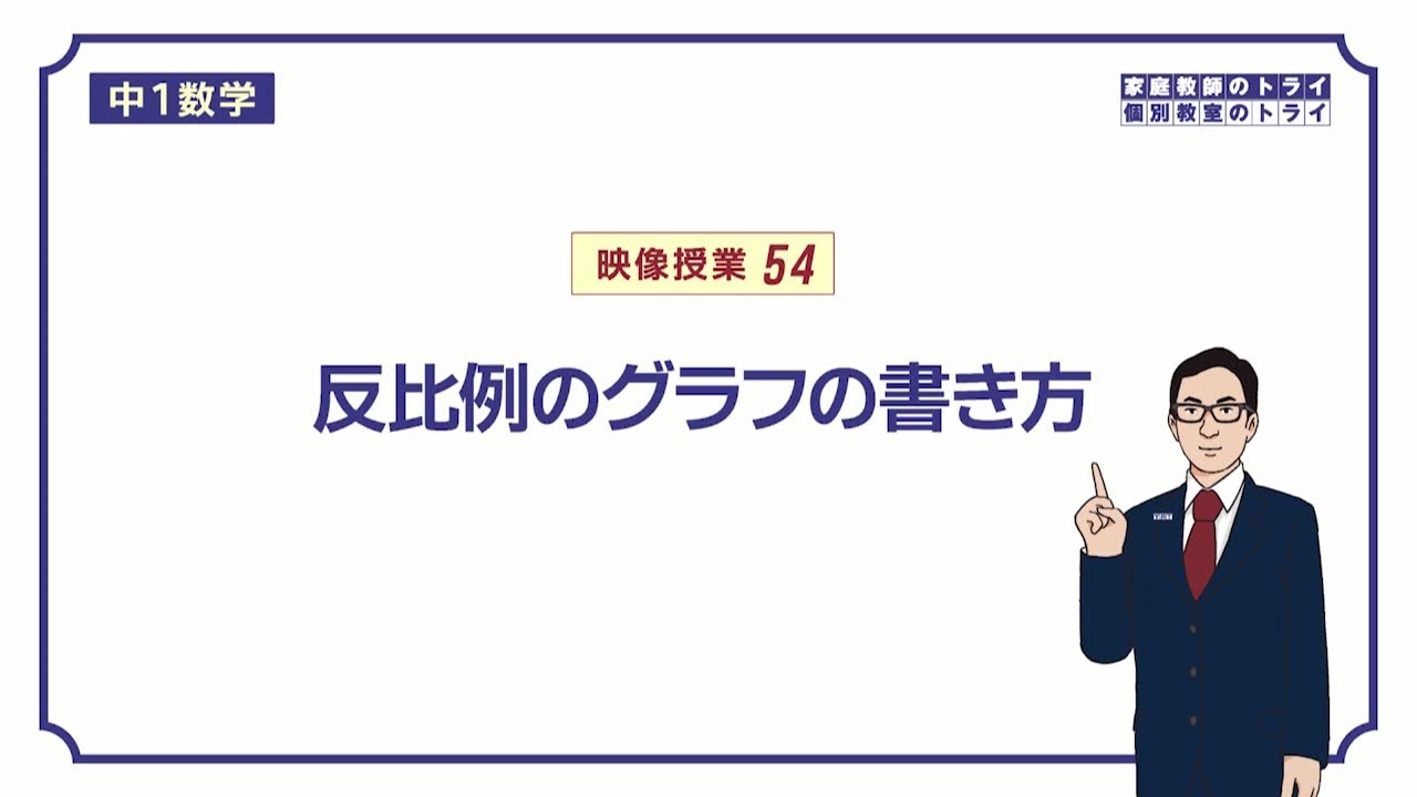 【中１　数学】　比例と反比例１１　反比例グラフ　（８分）