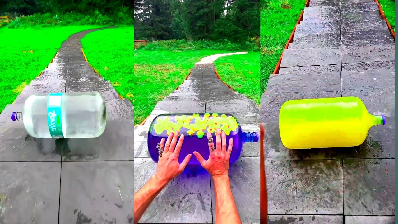 💥🍾Breaking glass bottle -581 | ⚠️ Crushing crunchy and soft things | Throwing bottle down stair.