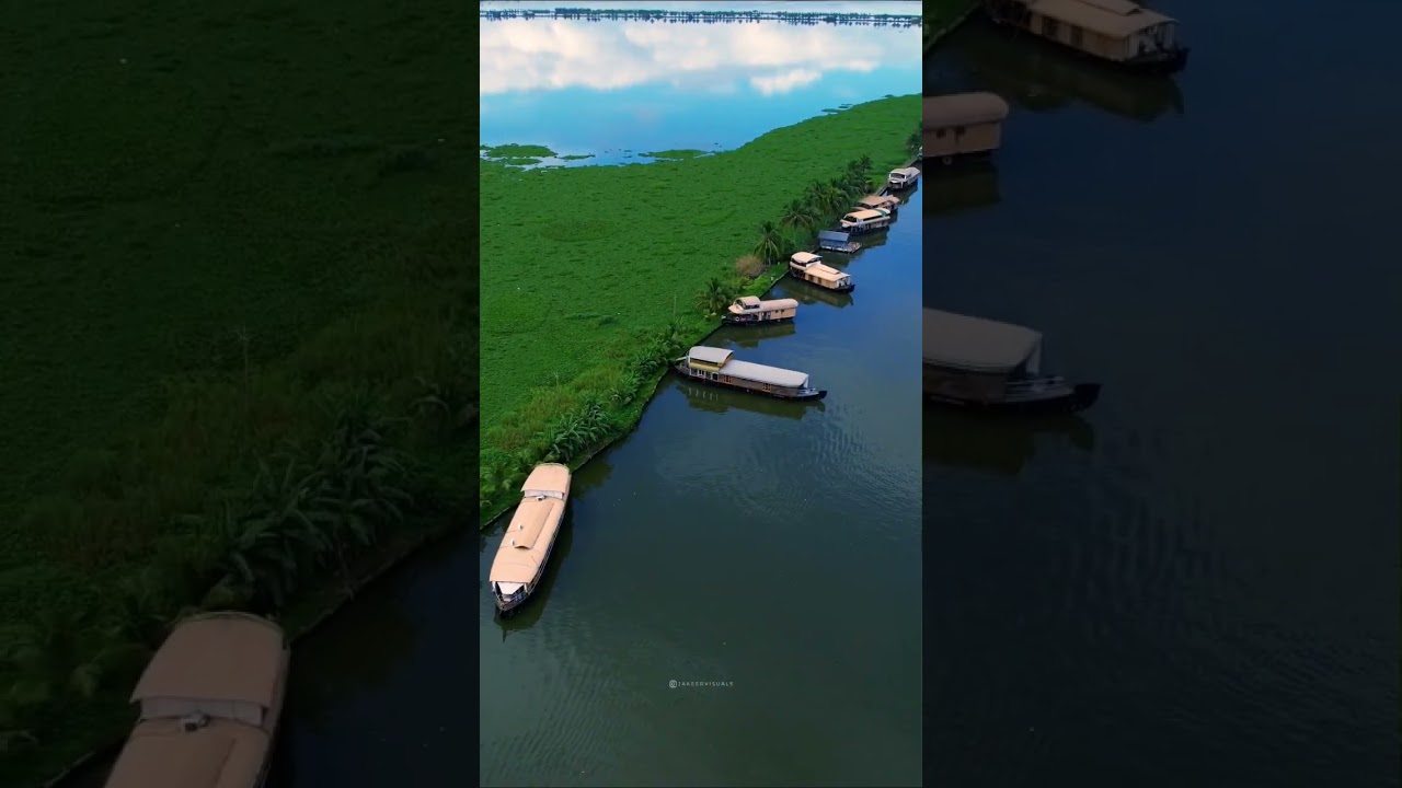 📍 Alleppey Backwaters, Kerala💚 Drone Video #Kerala #shorts#dronevideo #alleppeyhouseboats