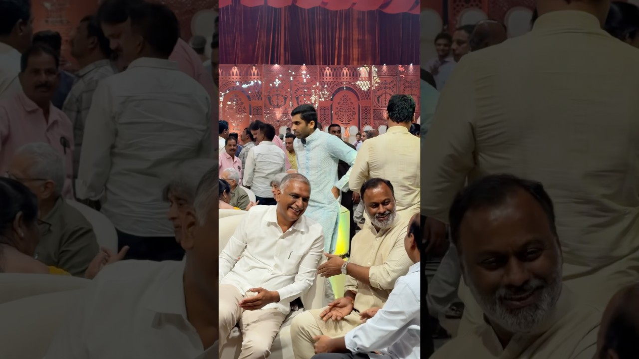 Upcoming CM komatireddy raj gopal reddy funny talks with Harish Rao at Komatireddy Family Wedding