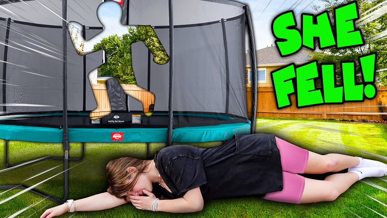 She Fell Off The Trampoline! *Painful*