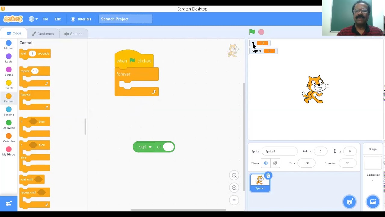 Scratch Programming( Find Square root of a given number)