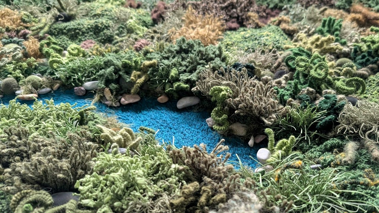 Giant Moss Embroidery Landscape With Over 6,500 French Knots
