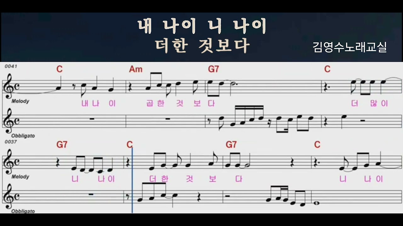 더하기곱하기-강문경 (악보와함께 3번 반복 노래들으며 노래배우기)
