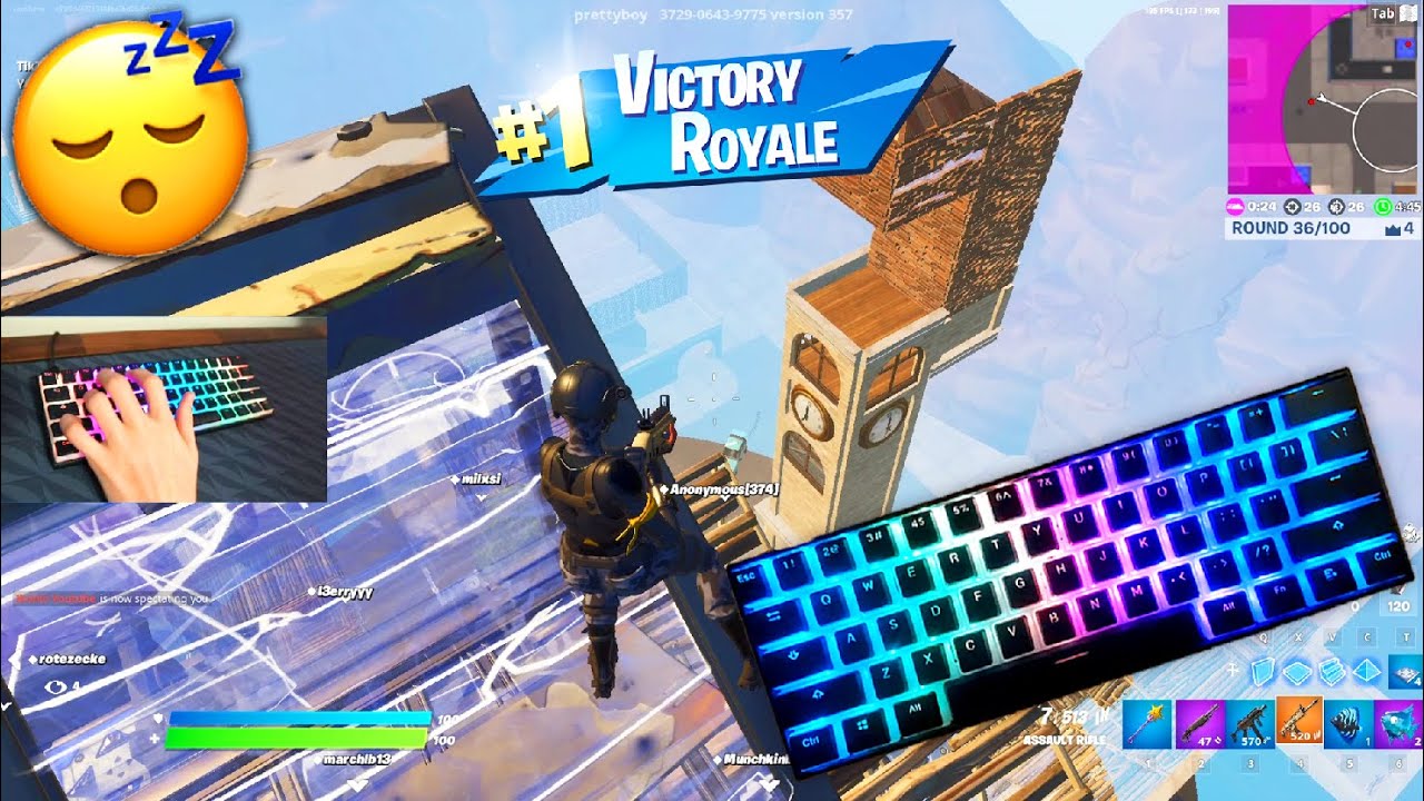 [1 HOUR] Sleepy & Chill ASMR Keyboard & Mouse Sounds 😴 ASMR 😍 Fortnite ZoneWars Gameplay 240FPS