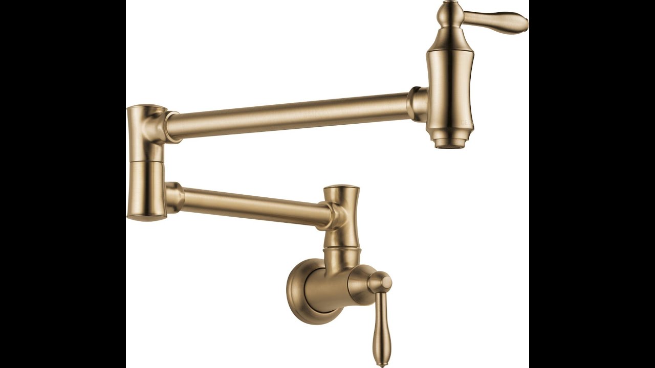 Delta Faucet 1177LF-CZ Wall Mount Pot Filler Faucet, Champagne Bronze
