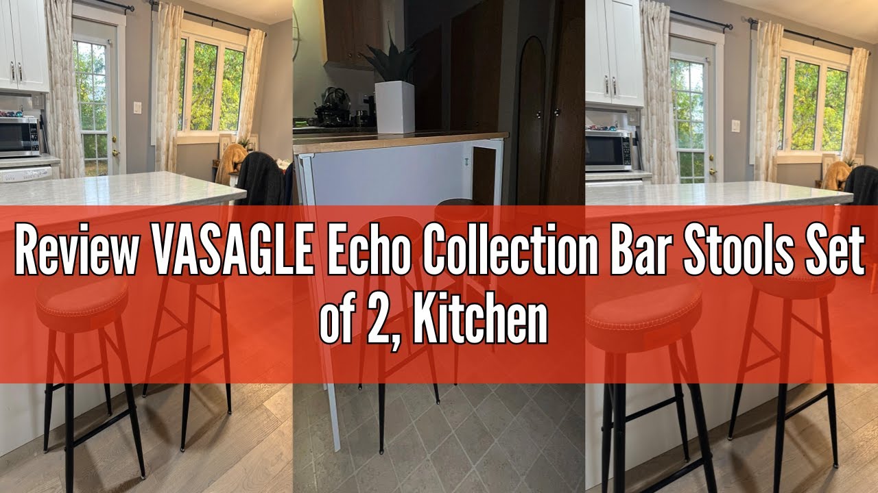 Review VASAGLE Echo Collection Bar Stools Set of 2, Kitchen Counter Stools, Breakfast Stools, Synthe