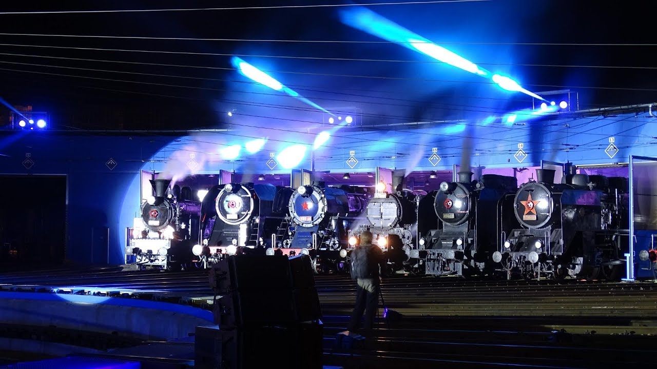 Vlaková noční show - den železnice 2018