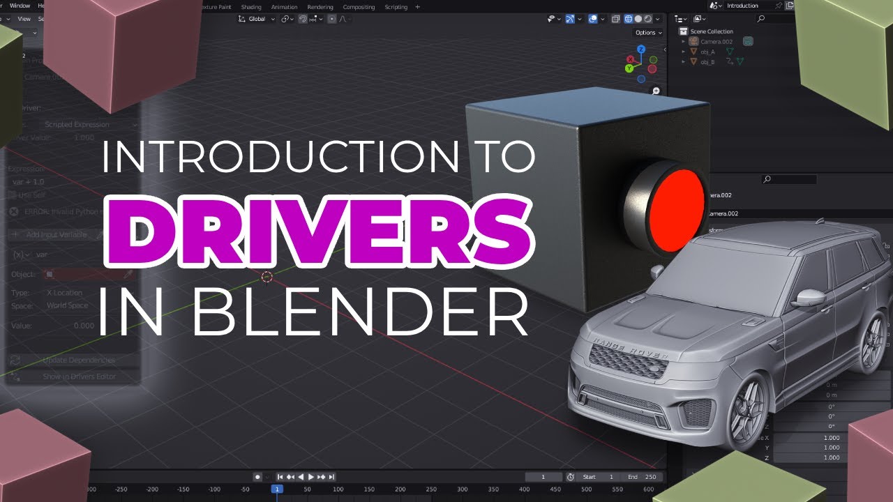 Blender Drivers Tutorial: Introduction to Drivers (Car Wheel + Flicker Light Example)