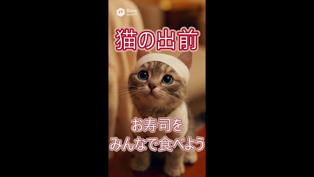 猫の出前お寿司をみんなで食べよう
