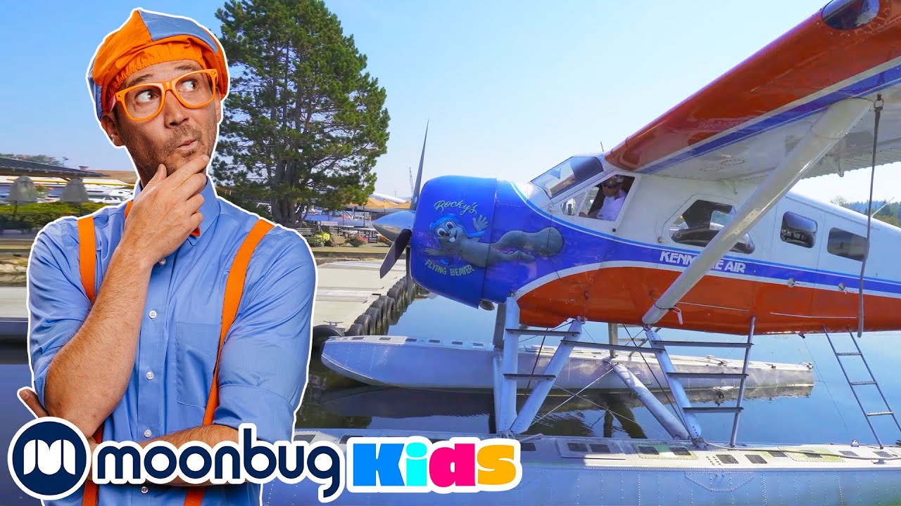 BLIPPI Explores a Seaplane | Kids Fun & Educational Cartoons | Moonbug Play and Learn