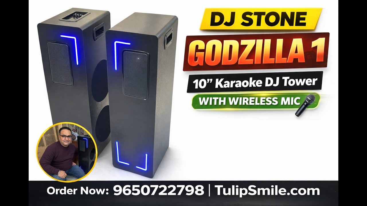 DJ Stone Godzilla 1 Karaoke Compatible DJ Tower Speaker | High Vibration | system for outdoor #dj