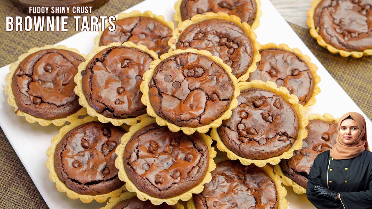 Brownie Tarts | Secret To Perfect Shiny Crust Fudgy Brownie