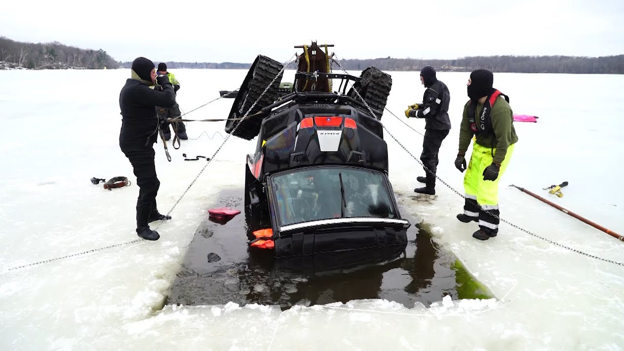 Recovery of Side By Side ATV that fell through thin ice. Ann Lake, MN
