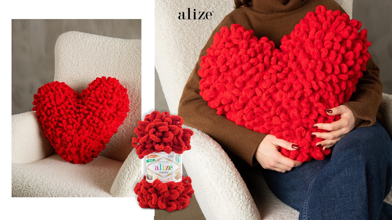 Подушка и одеяло в форме сердца с Alize Puffy