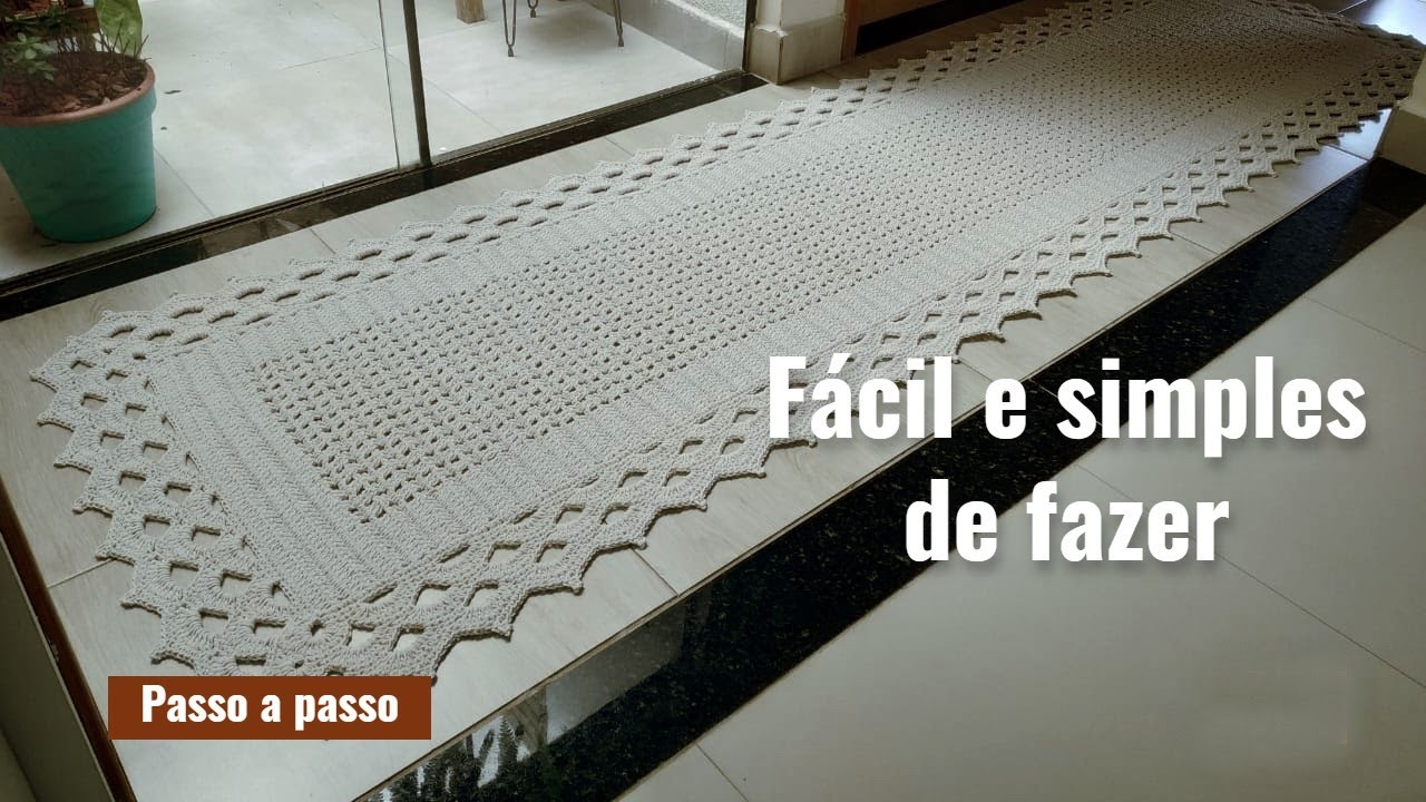 TAPETE PASSADEIRA DE CROCHÊ 3M X 70CM Fácil e simples l Passo a passo completo @Muleke Artesão