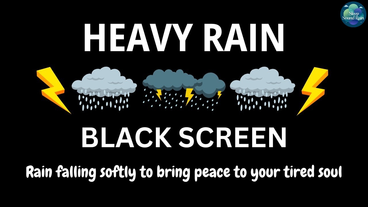 Dark Night Rain and Rolling Thunder | BLACK SCREEN | Rest Well