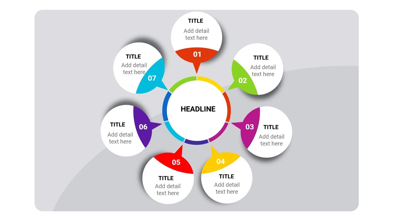 Create 7 Steps Infographic Slide in PowerPoint. Tutorial No. 861