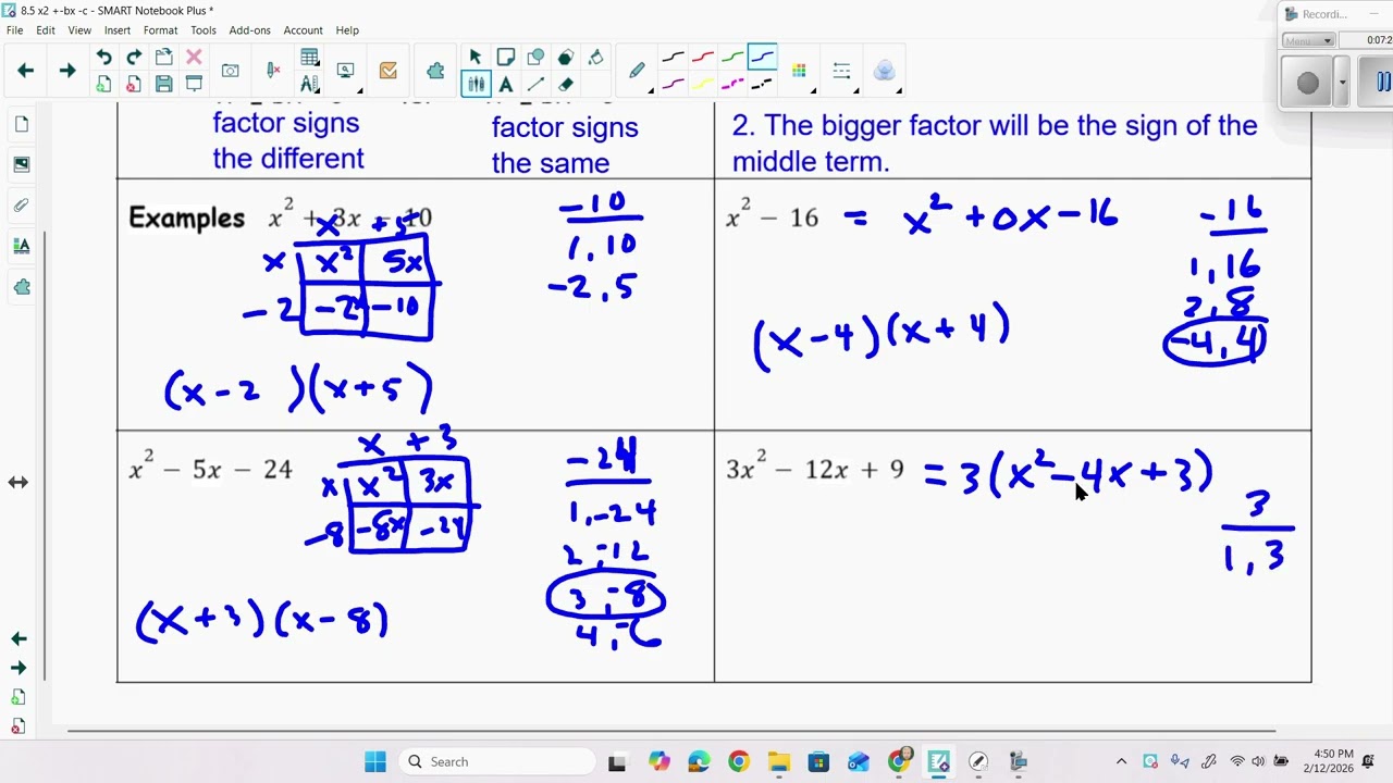 8 5 x2 + bx  c vid lesson