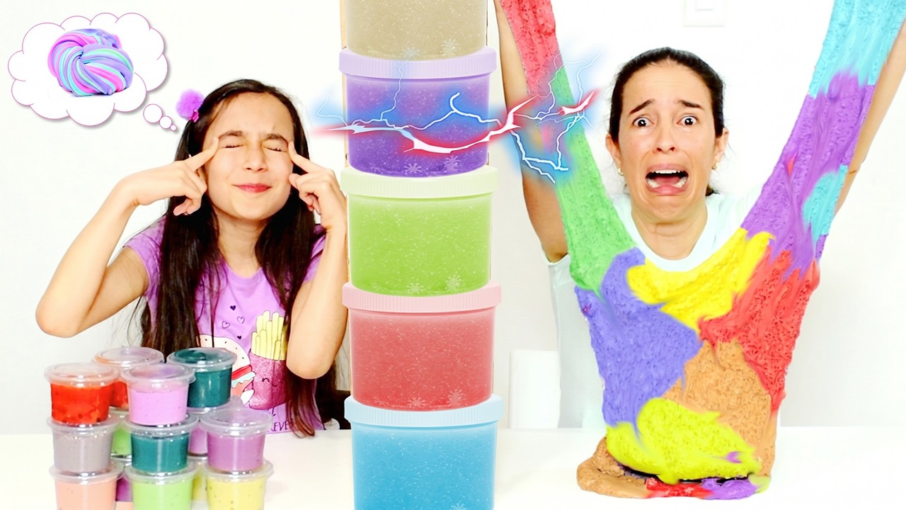 MISTURANDO SLIME POR TELEPATIA ENTRE MÃE E FILHA ★ Desafio Twin Telepathy  Slime Challenge