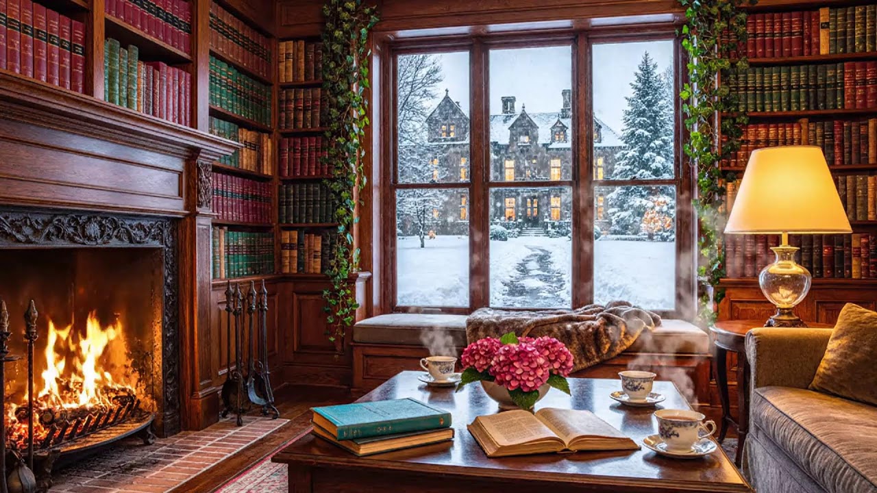 Good Mood Winter Jazz Piano 🎹 Cozy Coffee Shop & Fireplace Sounds (LIVE)