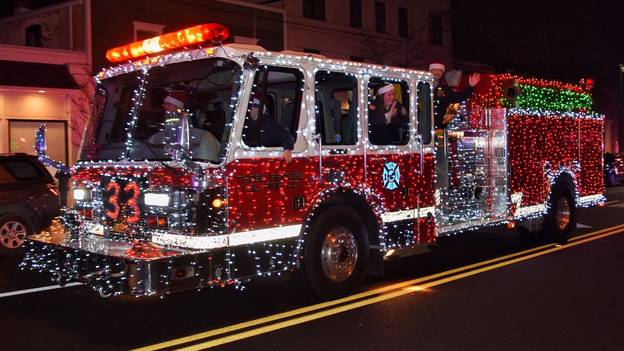 Fire Truck Christmas Parade Somerville Nj Holiday Lights Parade Part 1 12-2-23