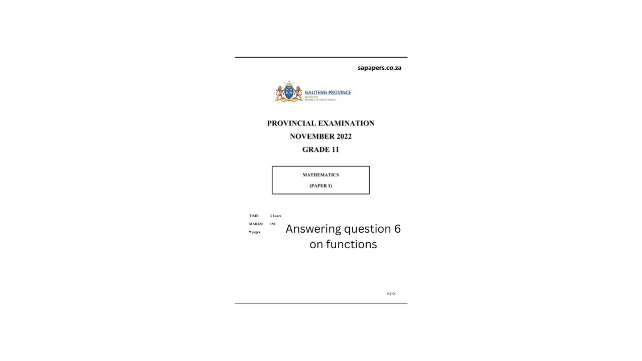Answering question 6 on Functions