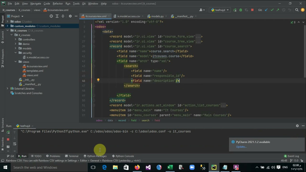 odoo Development in arabic 05 Many2one One2many relation between Models